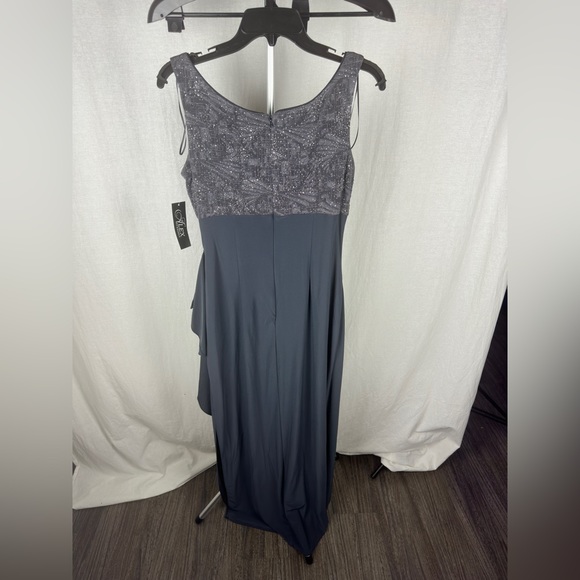 Alex Evenings Long Side Ruched Glitter Jacquard Knit Jersey Gown Size 6 NWT - Picture 9 of 16